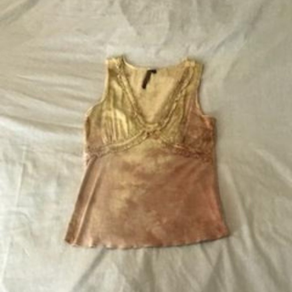NWOT Tie Dye Front Lace & Ruffle Detail Tank Size S